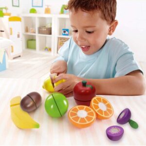 Airlab Wooden Play Food Set for Kids Kitchen Accessories Pretend Cutting Fruits Montessori Educational Toys for Toddlers 3-5 Year Old Boys Girls