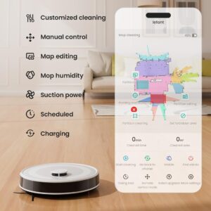 Lefant Robot Vacuum and Mop, LiDAR Navigation, 6000Pa Strong Suction, 140 Mins Runtime, Smart Obstacle Avoidance, 3-Floor Mapping, Self-Charging, App Control, for Pet Hair and Carpet, M2