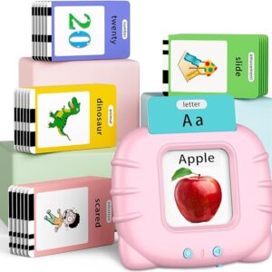 Talking-Flash-Cards with 252 Sight Words, Easter Birthday Gifts for Boys 1 2 3 4 5 6 Year Old, Educational Learning Toys, Pocket Speech Language Speaking Toys for Toddlers Ages 1-6, Pink
