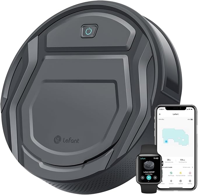 Lefant Robot Vacuum Cleaner, Super Thin & Quiet Robot Vacuum, 2.4GWi-Fi Connected, Multi-Surface Cleaning, Self-Charging Robotic Vacuum, Ideal for Pet Hair and Hard Floor(M210 Pro)