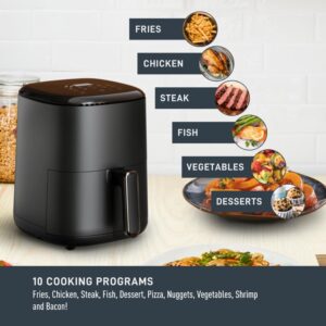 T-fal Easy Fry Compact, Air fryer, 3L / 3.2 Qt. Capacity, 10 Auto Cooking Programs, Black