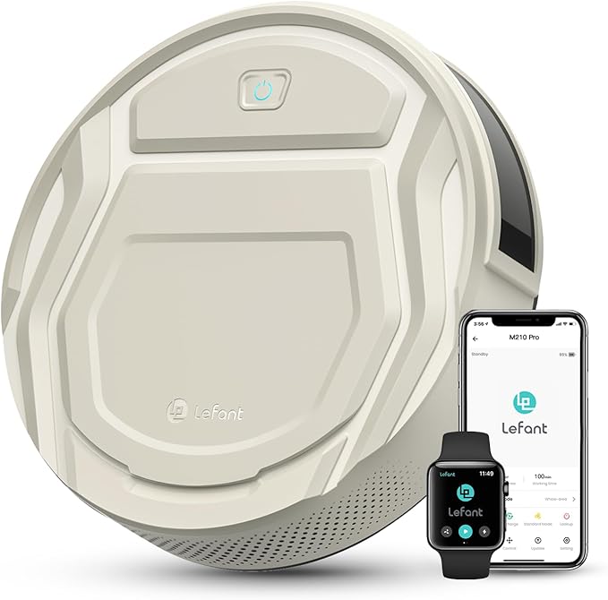Lefant M210 Pro Robot Vacuum Cleaner, Designed for Pet Owners, Strong Suction with Quiet Cleaning, Slim Robot Vacuum, Automatic Self-Charging Robotic Vacuum, WiFi/App/Alexa Control, Champagne