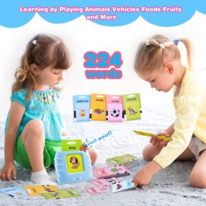 112 Cards Talking Flash Cards for Toddlers 2-3 Years,Educational Toys for 1 2 3 4 Year Old – Speech Therapy Toys Audible Flash Cards for Toddlers Birthday Gift for Ages 1-4