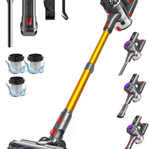 Cordless Vacuum Cleaner, 450W 40KPA Vacuum Cleaners for Home, 45Mins Lightweight Stick Vacuum with Advanced Green Light Tech, Rechargeable Battery Vacuum for Carpet,Pet Hair,Hardwood Floor