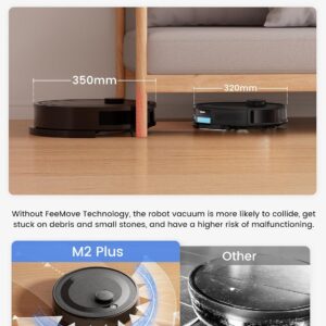 Lefant M2 Plus Robot Vacuum and Mop, Strong Suction with LiDAR Navigation, 75-Day Self-Emptying, 2.4/5G Wi-Fi/App/Alexa, 190° PSD Obstacle Avoidance, Hard Floors and Carpet, Black