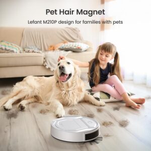 Lefant M210 Pro Robot Vacuum Cleaner, Strong Suction, Slim Design, Self-Charging Robotic Vacuum, Remote/App/Voice Control, Schedule Clean, Ideal for Pet Hair & Hard Floor, White