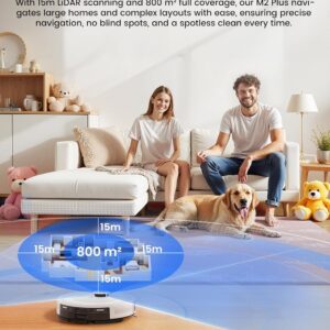 Lefant M2 Plus Robot Vacuum and Mop, 75-Day Self-Emptying, 6000Pa Powerful Suction, 2.4G/5G WiFi, Customized Cleaning, Home Mapping, Roller Brush for Carpet, Alexa/APP/iWatch