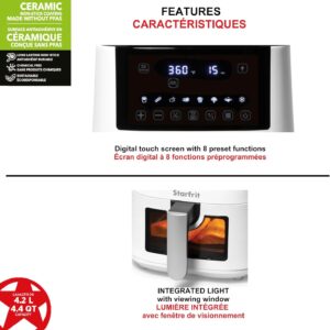 Starfrit Electric Digital Air Fryer – 4.2L Capacity – Ceramic Non-Stick Surface – 8 Preset Functions – Viewing Window -1400W