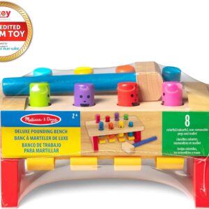 Melissa & Doug Deluxe Pounding Bench Wooden Preschool Learning Toy with MalletClassic Wooden Toddler Toys for Ages 2+