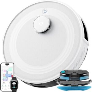 Lefant Robot Vacuum and Mop, LiDAR Navigation, 6000Pa Strong Suction, 140 Mins Runtime, Smart Obstacle Avoidance, 3-Floor Mapping, Self-Charging, App Control, for Pet Hair and Carpet, M2