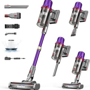 Cordless Vacuum Cleaner for Home - Powerful Stick Vacuum with HEPA Filter, 55Min Runtime,LED Light, Anti-Tangle Brush,Detachable Battery,Lightweight Vacuum for Pet Hair,Carpets & Hard Floors