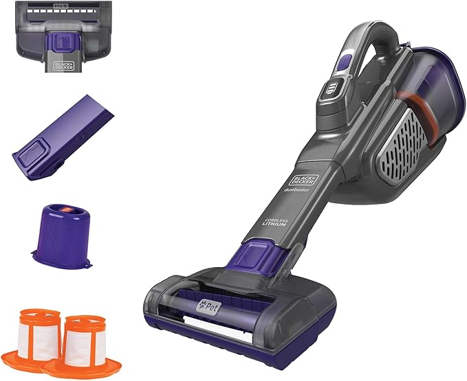 BLACK+DECKER Dustbuster Handheld Vacuum for Pets, Cordless, AdvancedClean+, Gray (HHVK515JP07)