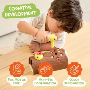 Nene Toys Little Woodpecker, Montessori Toy for Toddlers 2-4 Years Old – Educational Magnetic Toy for Kids 2 3 Years, Enhances Fine Motor Skills and Color Recognition – Gift for Boys and Girls