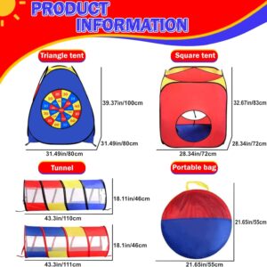 4 in 1 Pop Up Play Tent with Tunnel, Kids Playhouse, Ball Pit for Kids, Boys, Girls, Babies and Toddlers as Gift, Easy Folding with Storage Bag, Indoor/Outdoor Leambe