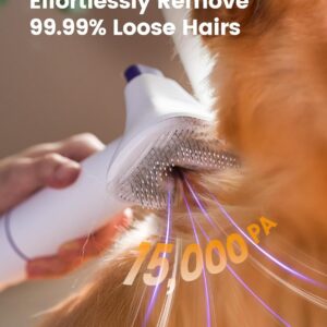 oneisall Dog Hair Vacuum & Dog Grooming Kit/Low Noise Dog Grooming Vacuum 15000Pa, Dog Shedding Grooming for Pet Hair&Home Cleaning