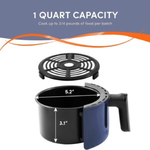 Elite Gourmet EAF1121BG Personal 1.1 Qt. Compact Space Saving Electric Hot Air Fryer Oil-Less Healthy Cooker, Timer & Temperature Controls, PFOA/PTFE Free, 1000W, Blue Gray