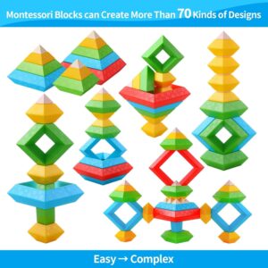 Montessori Toys for 3 4 5 Year Old Boy Girl 30Pcs Stacking Building Blocks Preschool Learning Activities STEM Manipulatives Toddler Toys Gifts for Kids