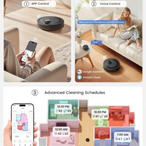 Lefant M2 Plus Robot Vacuum and Mop, Strong Suction with LiDAR Navigation, 75-Day Self-Emptying, 2.4/5G Wi-Fi/App/Alexa, 190° PSD Obstacle Avoidance, Hard Floors and Carpet, Black