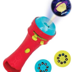 B. toys – Projector Flashlight – 2 Image Reels – Planet & Alien Projections – Space Toys for Kids – 4+ Years – Light Me to The Moon – Red
