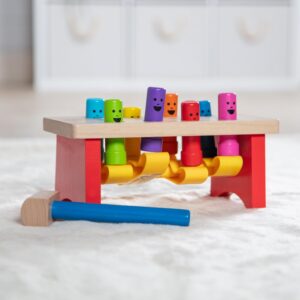Melissa & Doug Deluxe Pounding Bench Wooden Preschool Learning Toy with MalletClassic Wooden Toddler Toys for Ages 2+