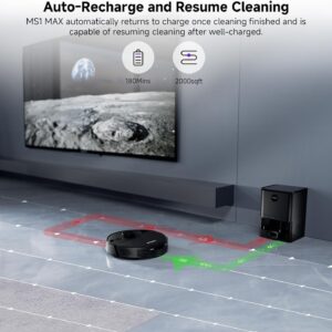 MONSGA Robot Vacuums and Mop, Self-Emptying Lidar Robotic Vacuum, 6000Pa, Lidar Navigation, Home Mapping, Wi-Fi/App/Alexa/Remote, 180mins Runtime, Vacuums for Pet,Hard Floor,Carpet