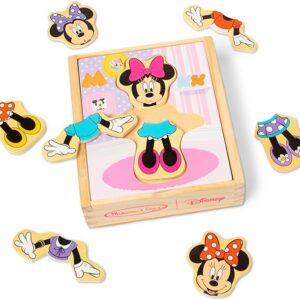 Melissa & Doug Disney Minnie Mouse Dress-Up Puzzle, 18 Pieces Mix and Match Outfits, Sorting & Matching Toy with Storage Case, Educational Puzzle for Toddlers Ages 3+