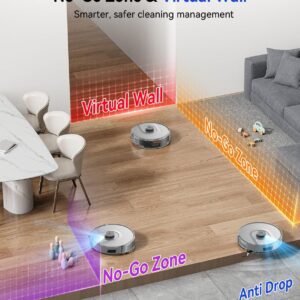 Redroad Robot Vacuum Cleaner 20,000Pa Robot Vacuum and Mop,90 Day Self Emptying Vacuum Robot,Lidar Navigation,5G/2.4GWiFi APP Aspirateur Robot,Self-Charging Robot Vacuums for Pet,Floor,Carpet R11 Gray