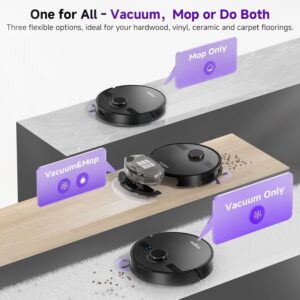 MONSGA Robot Vacuums and Mop, Self-Emptying Lidar Robotic Vacuum, 6000Pa, Lidar Navigation, Home Mapping, Wi-Fi/App/Alexa/Remote, 180mins Runtime, Vacuums for Pet,Hard Floor,Carpet