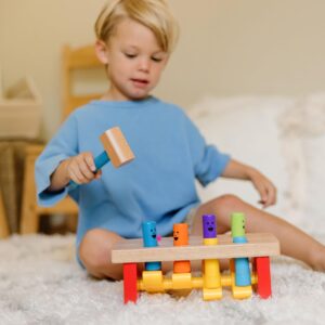Melissa & Doug Deluxe Pounding Bench Wooden Preschool Learning Toy with MalletClassic Wooden Toddler Toys for Ages 2+