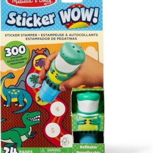 Melissa & Doug Sticker WOW!™ Sticker Stamper and 24-Page Activity Pad, 300 Stickers, Arts and Crafts Fidget Toy Collectible Character – Dinosaur - for Kids Ages 3+ - FSC Certified