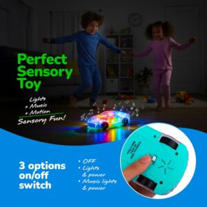 ArtCreativity Light Up Transparent Sensory Car Toy for Kids, 1PC, Bump and Go Toy Car with Colorful Moving Gears, Music, and LED Effects, Easter Toys for Toddlers, Great Birthday Gift Idea