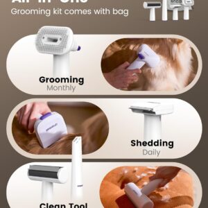 oneisall Dog Hair Vacuum & Dog Grooming Kit/Low Noise Dog Grooming Vacuum 15000Pa, Dog Shedding Grooming for Pet Hair&Home Cleaning