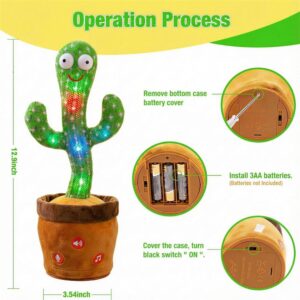 Ayeboovi Dancing Talking Cactus Baby Toy Mimicking Recording Cactus Toy Repeats What You Say 120 Songs Toddler Toys Easter Gifts for Kids Birthday Pranks Easter Basket Stuffers for 3 4 5 6+