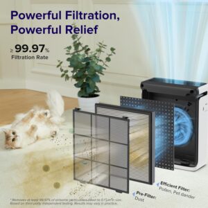 LEVOIT Air Purifiers for Large Room Home with Washable Filter and Air Quality Monitor, AHAM VERIFIDE, HEPA Sleep Mode and Auto Mode, Removes Pet Hairs, Allergies, Pollen, Smoke, Dust, Vital100S-P