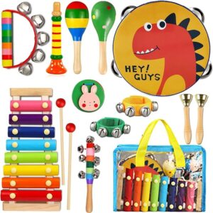Kids Musical Instruments Wooden Toddler Percussion Toy Set Preschool Educational Montessori Toys for Children Early Learning (12pcs)