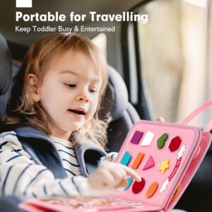 hahaland Toddler Busy Board – Montessori Toys for Girl Toys Gifts, Busy Board for Toddlers Girl, Activity Busy Book Educational Toddler Travel (Unicorn)