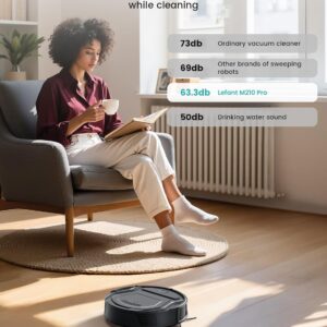 Lefant Robot Vacuum Cleaner, 4000Pa Powerful Suction, 200 Min Runtime, 6 Cleaning Modes, Slim, Quiet, Self-Charging, WiFi/App/Alexa Control, Ideal for Pet Hair and Hard Floors(M210 Pro)