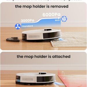 Lefant M2 Plus Robot Vacuum and Mop, 75-Day Self-Emptying, 6000Pa Powerful Suction, 2.4G/5G WiFi, Customized Cleaning, Home Mapping, Roller Brush for Carpet, Alexa/APP/iWatch