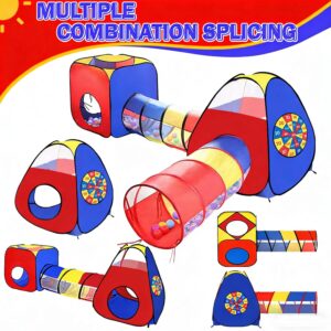 4 in 1 Pop Up Play Tent with Tunnel, Kids Playhouse, Ball Pit for Kids, Boys, Girls, Babies and Toddlers as Gift, Easy Folding with Storage Bag, Indoor/Outdoor Leambe