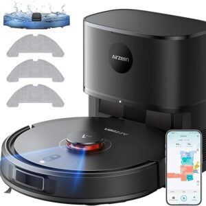Airzeen Robot Vacuums and Mop, 8000Pa Suction Self-Emptying Robot Vacuum, Aspirateur Robot Cleaner, Lidar Navigation 180Mins Runtime,Schedule,App Alexa Control for Carpet/Pet Hair, Q10 Pro