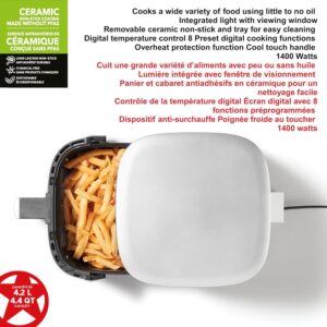 Starfrit Electric Digital Air Fryer – 4.2L Capacity – Ceramic Non-Stick Surface – 8 Preset Functions – Viewing Window -1400W