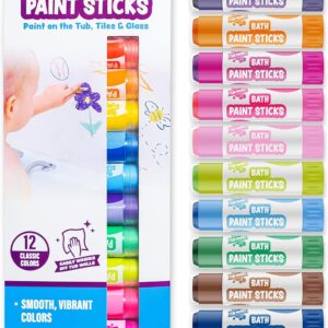 Tub Works® Bath Paint Sticks™ Bath Toy, 12 Count | Nontoxic, Washable Bathtub Paint for Kids & Toddlers | Twistable Sticks Draw Smoothly on Tub Walls | Smooth, Vibrant Alternative to Bath Crayons