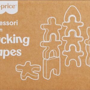 Fisher-Price Wood Montessori Toy Stacking Shapes, American Montessori Society Seal of Excellence, 16-Piece Wooden Learning Activity & Expert Play Tips for Kids Ages 2+ Years