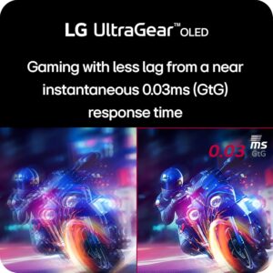 LG 32GS95UE-B 32” Ultragear™ OLED Gaming Monitor with UHD Display Dual Mode 240Hz, 480Hz 0.03ms G-SYNC, FreeSync Premium Pro, HDR400 True Black, HDMI 2.1, Anti-Glare Tilt/Height/Swivel Stand