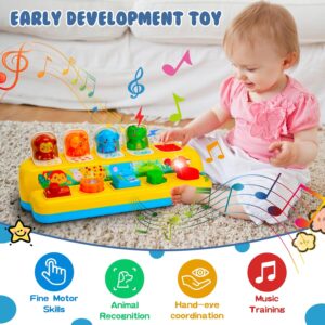 Interactive Pop up Animal Toys with Music & Light, Montessori Cause and Effect Toys for 1 Year Old Boy Girl Early Learning Musical Baby Toys 12 Months STEM Toddler Toys Age 1-2 Gift for Infant