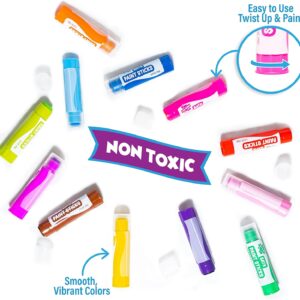 Tub Works® Bath Paint Sticks™ Bath Toy, 12 Count | Nontoxic, Washable Bathtub Paint for Kids & Toddlers | Twistable Sticks Draw Smoothly on Tub Walls | Smooth, Vibrant Alternative to Bath Crayons