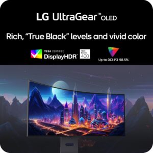 LG 32GS95UE-B 32” Ultragear™ OLED Gaming Monitor with UHD Display Dual Mode 240Hz, 480Hz 0.03ms G-SYNC, FreeSync Premium Pro, HDR400 True Black, HDMI 2.1, Anti-Glare Tilt/Height/Swivel Stand