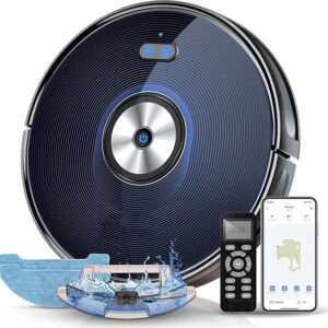 Laresar Clean Robot Vacuums and Mop 4500Pa, 3 in 1 Robot Vacuum, Remote/App/Alexa Control, 150mins Runtime, Self-Charging, Robot Vacuum Cleaner for Hard Floors, Pet Hair, Carpet(Black)