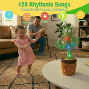 Ayeboovi Dancing Talking Cactus Baby Toy Mimicking Recording Cactus Toy Repeats What You Say 120 Songs Toddler Toys Easter Gifts for Kids Birthday Pranks Easter Basket Stuffers for 3 4 5 6+