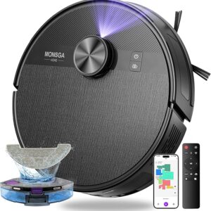 MONSGA Robot Vacuums and Mop, 7000Pa Robotic Vacuum with Lidar Navigation, 180mins Runtime, Tangle-Free Robot Mop, 5 Editable Maps, APP/Remote Control, Ideal for Hard Floors and Carpets